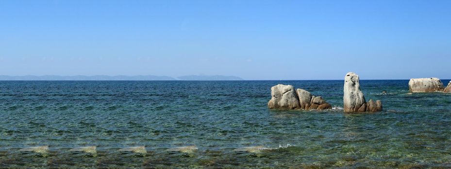 Sardinia beach landscape banner image with copy space