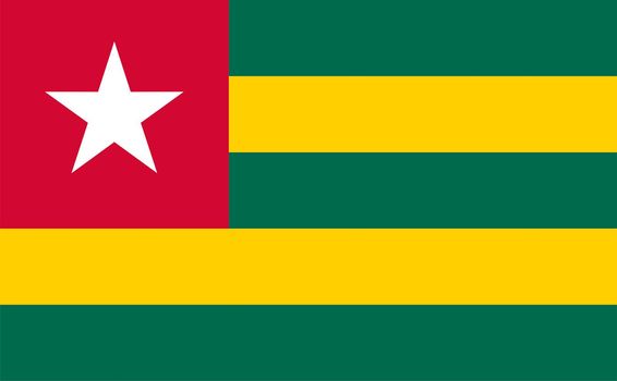 the Togolese national flag of Togo, Africa