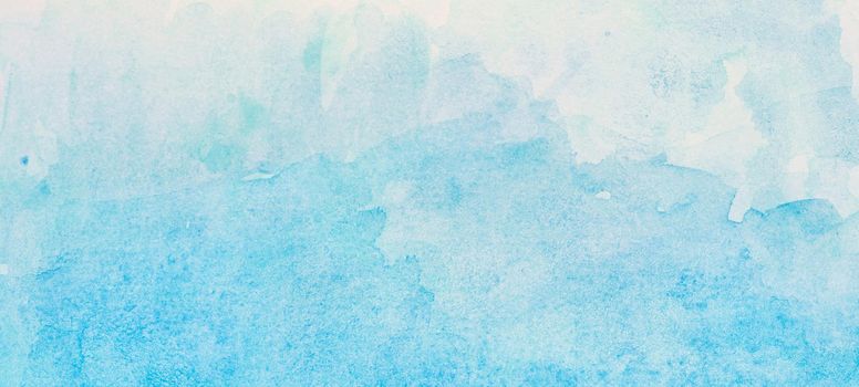Pastel blue watercolor background. Abstract watercolor blue and turquoise gradient background with copy space for design