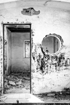 Remains of abandoned buildings of the gold mines of Rodalquilar village in Almeria province, Andalusia community, Spain.