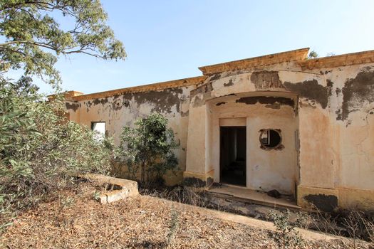 Remains of abandoned buildings of the gold mines of Rodalquilar village in Almeria province, Andalusia community, Spain.