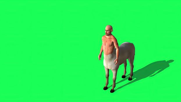 3d illustration - Male Centaur Half Horse Half Man on green screen