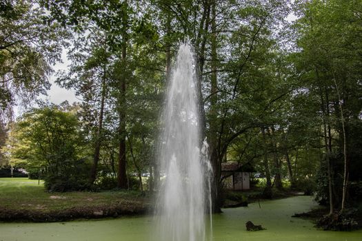 Fountain with water fountains in the Pond