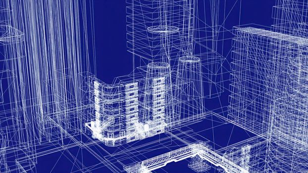 3d illustration - Technical Drawing of floor design being drawn with great detail 