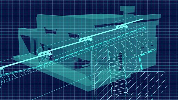 3d illustration - Technical Drawing of floor design being drawn with great detail 