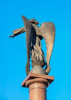 05.09.2021. Kropyvnytskyi, Ukraine. Statue of the Guardian Angel of Ukraine in Kropyvnytskyi, Ukraine, on a sunny spring morning