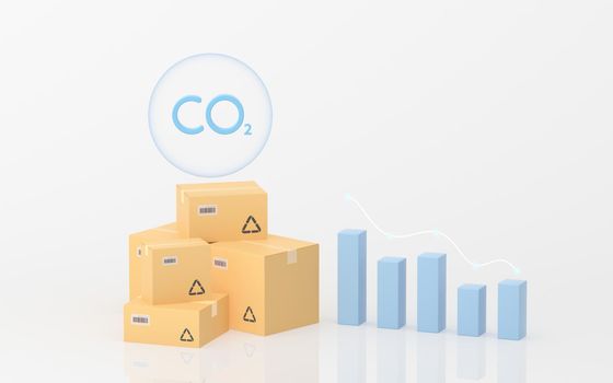 Carbon emissions and logistics, 3d rendering. Computer digital drawing,