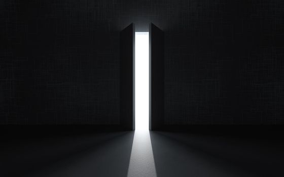 Open the door, success and hope, 3d rendering. Computer digital drawing.