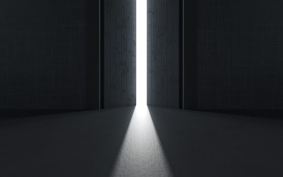 Open the door, success and hope, 3d rendering. Computer digital drawing.