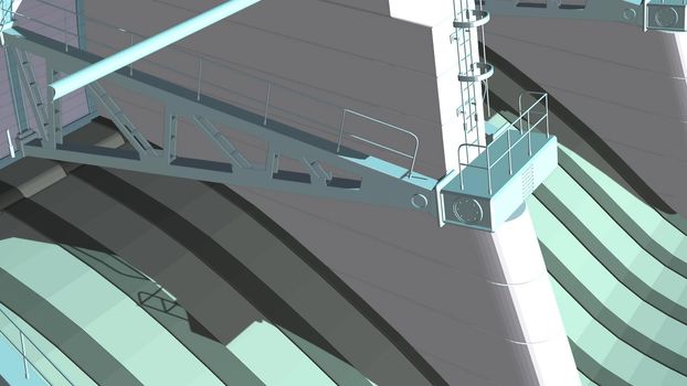 3d illustration - Close Up Of Large Dam With Gates