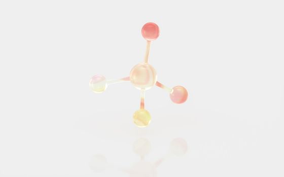 Gradient molecules with white background, 3d rendering. Computer digital drawing.