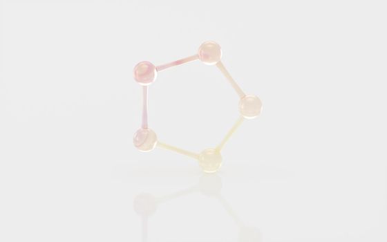 Gradient molecules with white background, 3d rendering. Computer digital drawing.