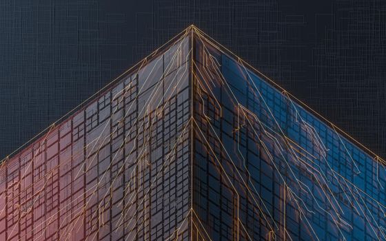 Cube with black background, science and technology, 3d rendering. Computer digital drawing.