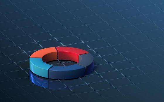 Ring graph and data analysis, 3d rendering. Computer digital drawing.