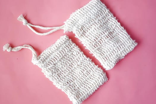 empty soap bag on white background