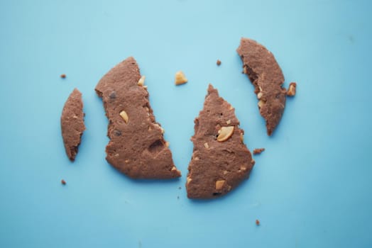 close up of sweet cookies on wooden table .