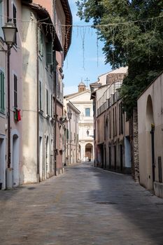 alley leading to the cathedral of terni in the historical part