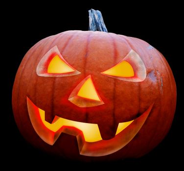 Glowing Halloween Pumpkin isolated on black background