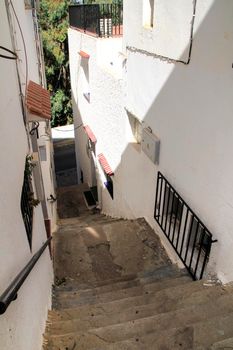 Narrow streets with whitewashed facades in Mojacar, Almeria, Andalusia community, Spain
