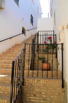 Narrow streets with whitewashed facades in Mojacar, Almeria, Andalusia community, Spain