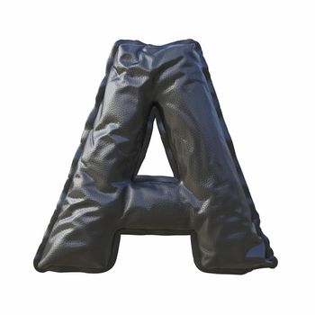 Black leather font Letter A 3D render illustration isolated on white background