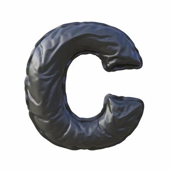 Black leather font Letter C 3D render illustration isolated on white background