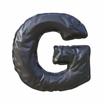 Black leather font Letter G 3D render illustration isolated on white background
