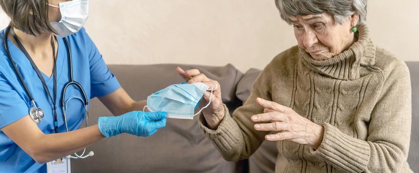 Conflict between a young caring nurse and an elderly patient. The pensioner refuses to wear a mask during an epidemic and creates a problem and danger for herself and other people.