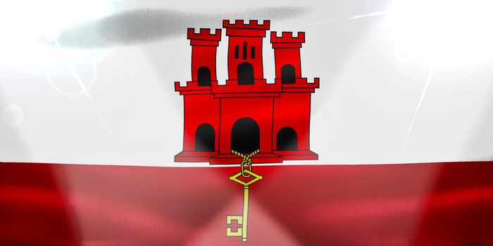 Gibraltar flag - realistic waving fabric flag