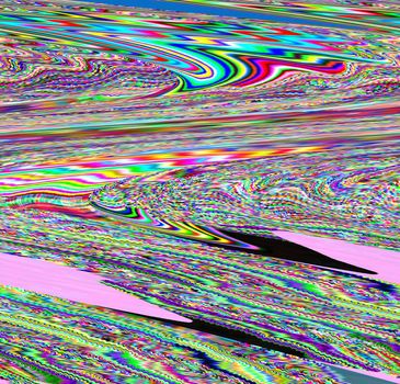 Glitch psychedelic background. Old TV screen error. Digital pixel noise abstract design. Broken pixels glitch. Television signal fail. Technical problem grunge wallpaper. Colorful noise rerto