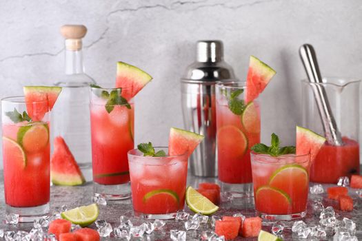 Vodka "Watermelon Cocktail" - made from fresh chilled watermelon, coconut sugar, fresh lime juice and vodka. Enjoy this light, refreshing, summer party cocktail