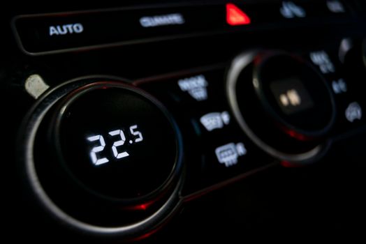 Detail of buttons of Climate control and car ventilation