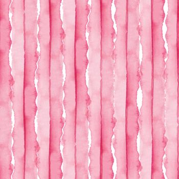 Abstract Pink Stripes Watercolor Background. Seamless Pattern for Fabric Textile and Paper. Simple Hand Painted Stripe.