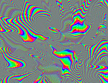 Hippie Trippy Psychedelic Rainbow Background LSD Colorful Wallpaper. Abstract Hypnotic Illusion. Hippie Retro Texture Glitch and Disco.