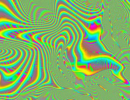 Hippie Trippy Psychedelic Rainbow Background LSD Colorful Wallpaper. Abstract Hypnotic Illusion. Hippie Retro Texture Glitch and Disco.