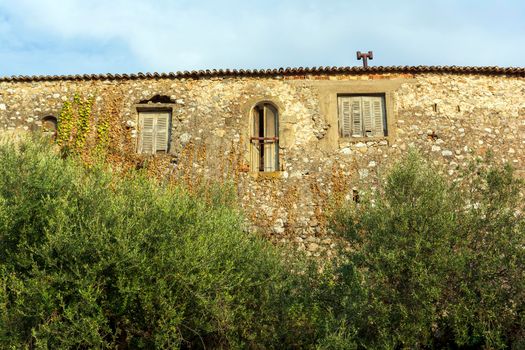 Building in the old town of Kardamyli in Messiniaki Mani region, south Pelonnese at Greece.