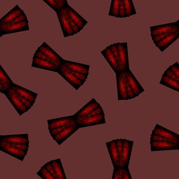 Seamless Pattern with Red and Black Bow on Red Background. Digital Illustration. Cute Seamless Pattern for Design, Wrapping.