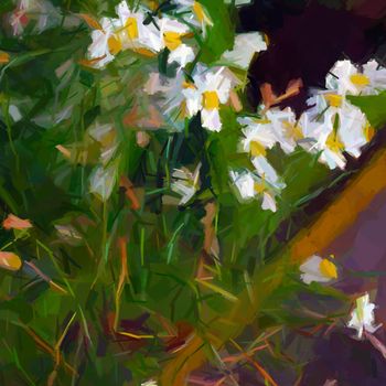 Abstract Daisies floral background, digital painting
