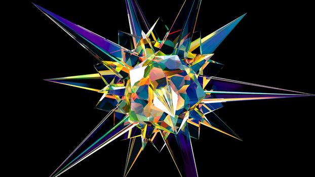 Rainbow star gemstone crystal 3d render
