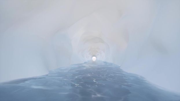 Blue ice cave froze snow nature landscape 3d render