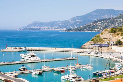 Ventimiglia, Italy - Circa August 2021: Cala del Forte is an exquisite, brand new, state-of-the-art marina located in Ventimiglia, Italy, only 15 minutes from the Principality of Monaco