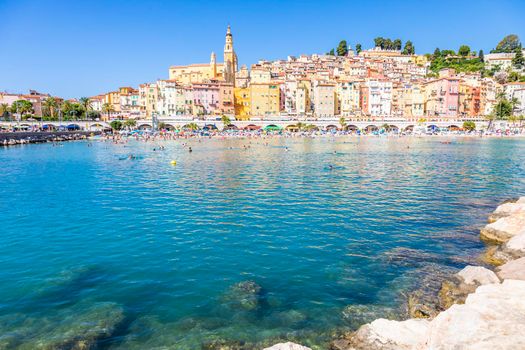 Menton, France - circa August 2021: view of the French Riviera, named the Coast Azur, located in the South of France.