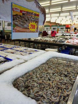 The interior of a grocery supermarket. Samui , Tailand - 02.13.2020