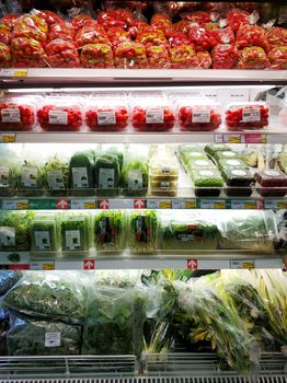 The interior of a grocery supermarket. Samui , Tailand - 02.11.2020