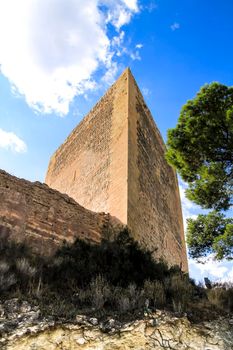 Beautiful tower of the castle of La Mola in Novelda