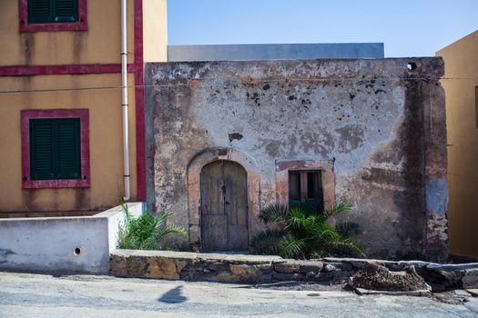 View of old house of Linosa, Sicily. Italy