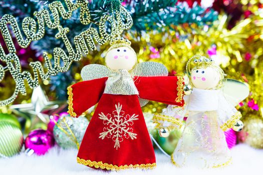 Chrismas doll with Christmas ornaments and decorations