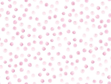 Seamless Rose Watercolor Circles. Grunge Abstract Dots Wallpaper. Vintage Hand Paint Print. Cute Pink Watercolor Circles. Rounds Texture. Pastel Spots Background. Rose Watercolor Circles.