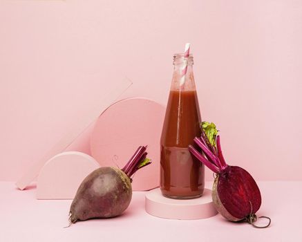jar with fresh smoothie beetroot. Resolution and high quality beautiful photo