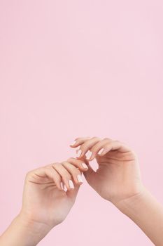 woman showing her manicure with copy space2. Resolution and high quality beautiful photo